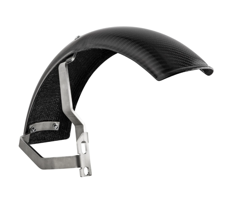 Spatbord 2.0 Garelli EVO II voor Vespa PX 80-200ccm, carbon helder, roestvrijstalen beugel