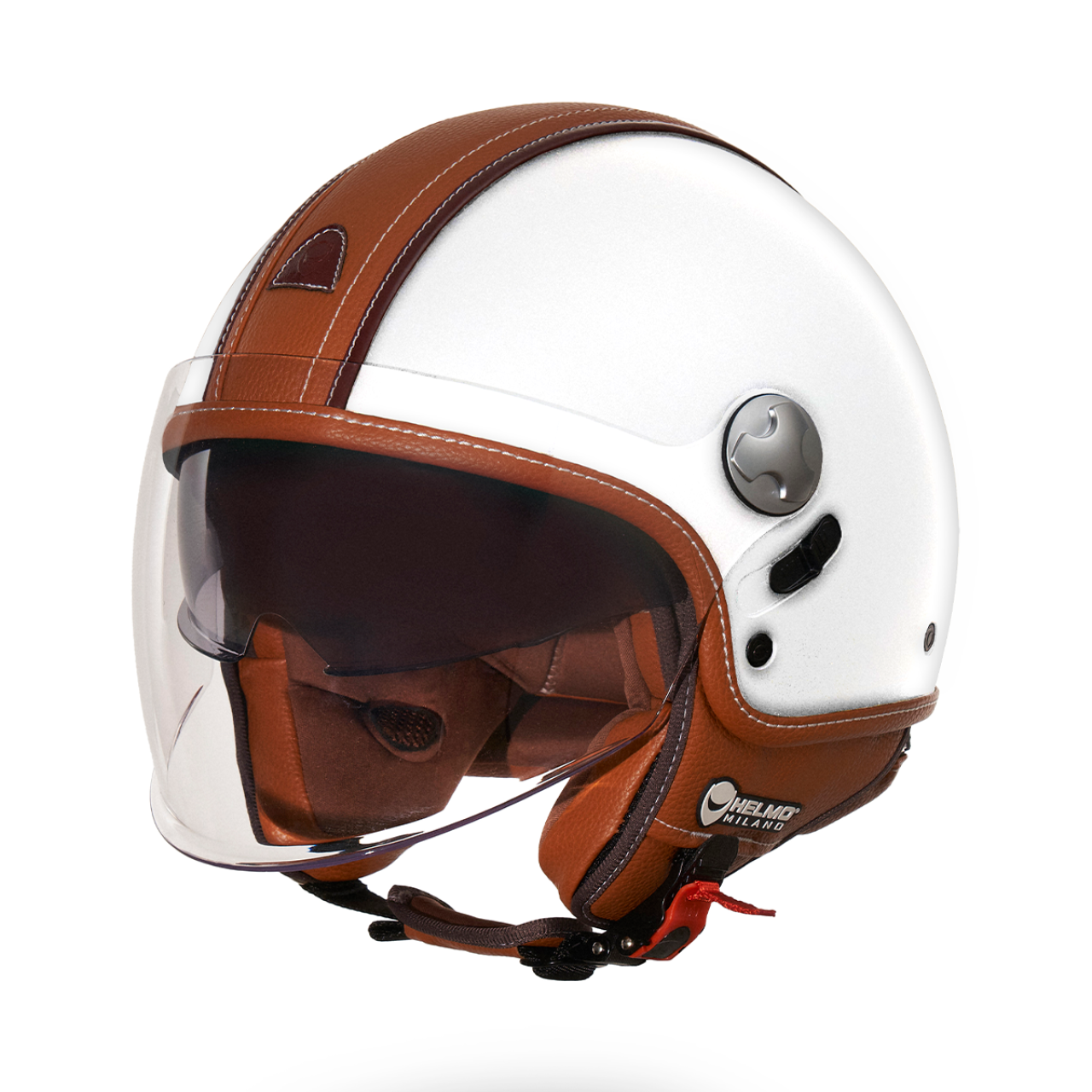Helmo Milano Demi Jet, PelleDura Premium, wit glanzend, bruin