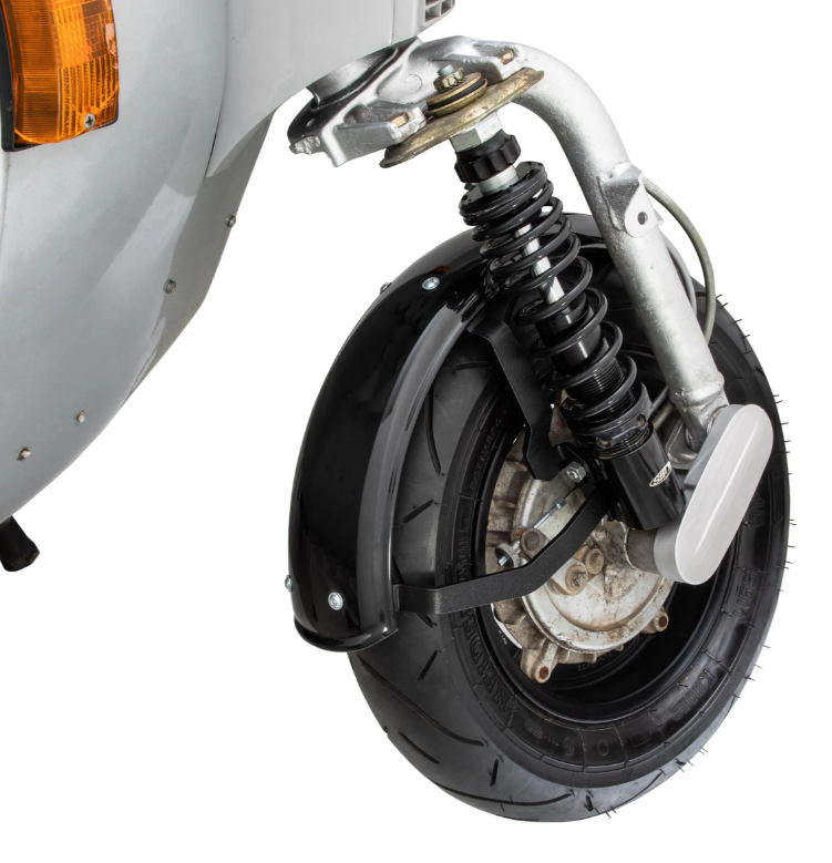 Spatbord 2.0 Garelli voor Vespa PX 80-200ccm, metaal zwart glanzend, beugel zwart