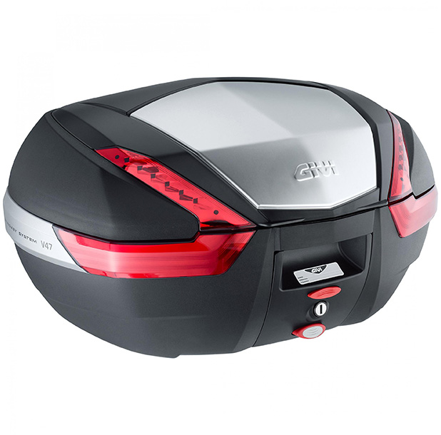 V47 MONOKEY Topkoffer 47 liter zwart / aluminium met rode reflectoren Givi