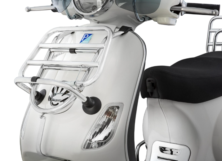 Bagagerek vooraan voor Vespa LX /LXV /S 50-150cc, opvouwbaar, chroom