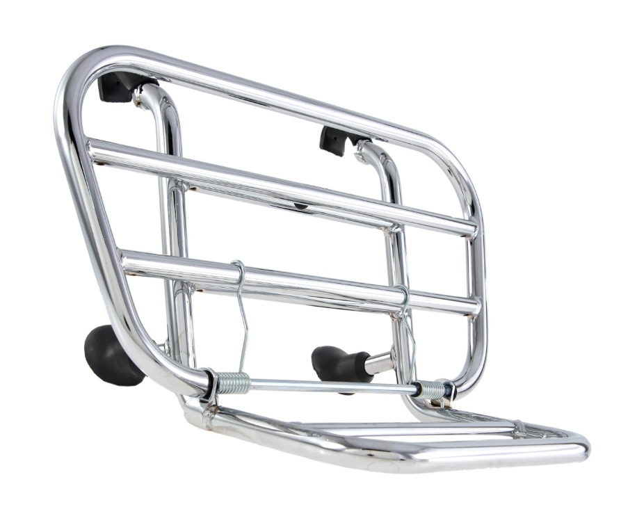 Bagagerek vooraan voor Vespa PX 80-200cc, opvouwbaar, chroom