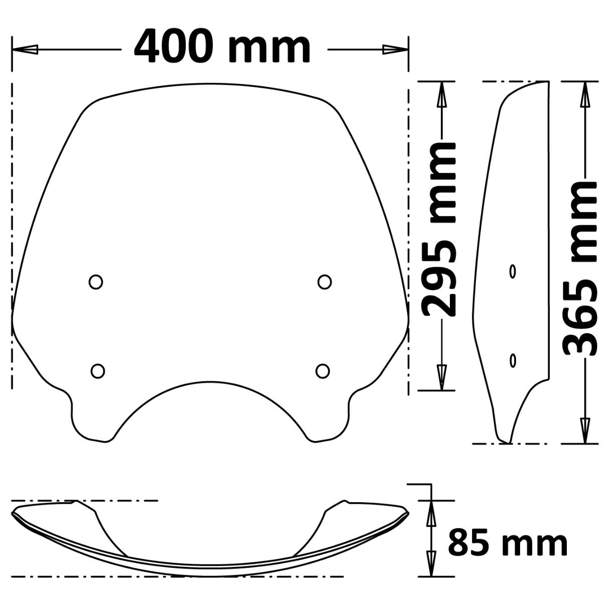 Klein windscherm zwaar getint voor Moto Guzzi Audace (17-20)