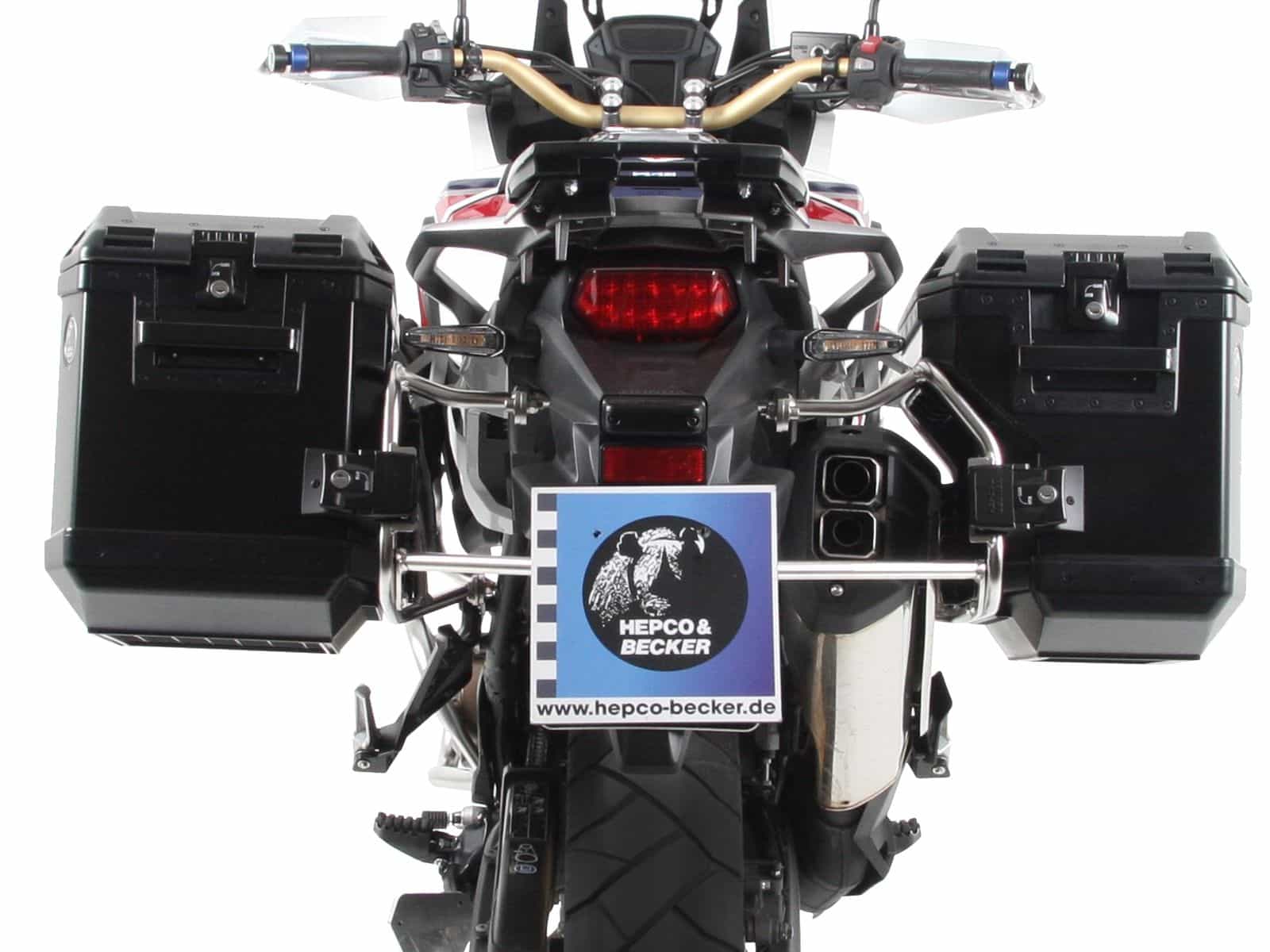 Xplorer uitsnijdkofferset zwart + uitsnijddrager zilver voor Honda CRF1000 Africa Twin (18-19)