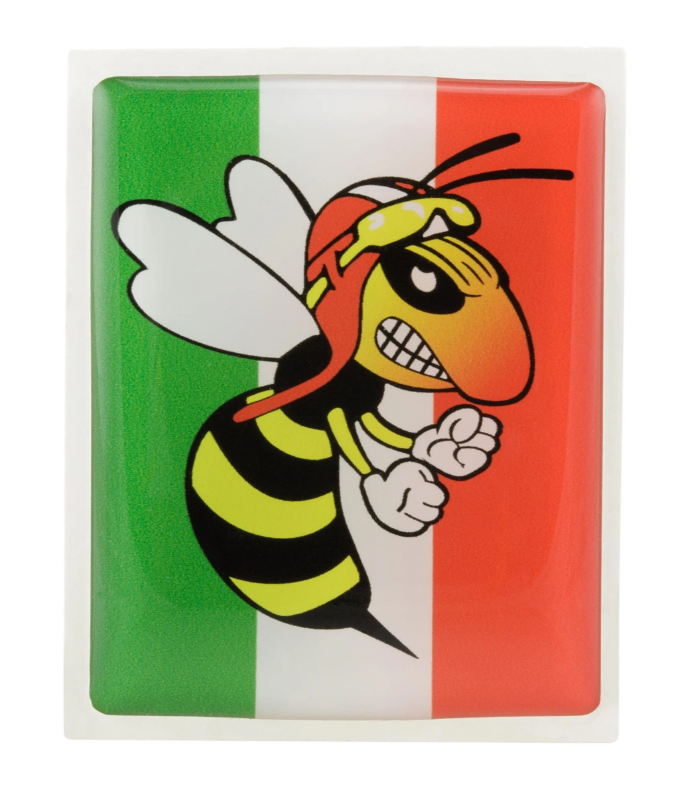 Vespa-embleem "boze wesp" 4-hoekig cascade, groen/wit/rood