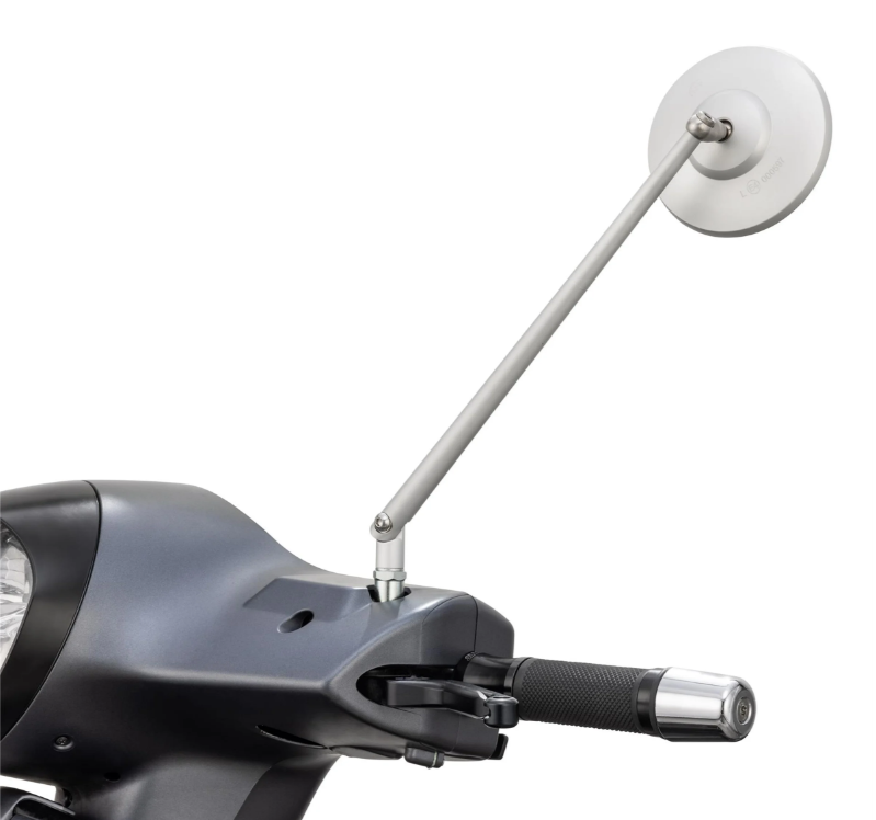 Standaardspiegel links of rechts voor Vespa PX 125-200ccm, aluminium mat