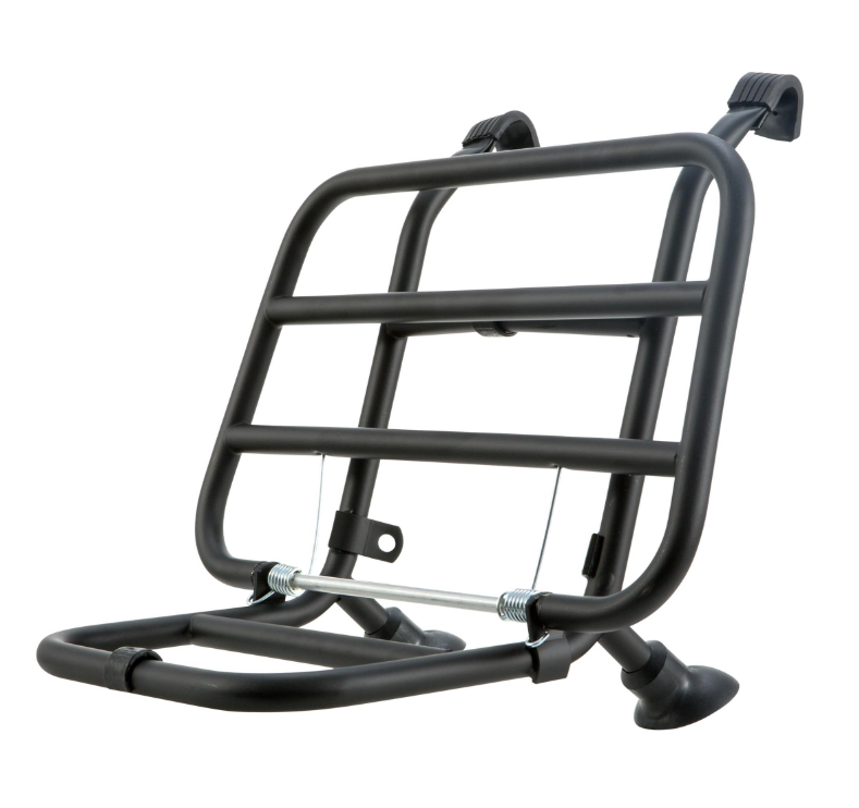 Bagagerek vooraan voor Vespa PX 80-200cc, opvouwbaar, zwart
