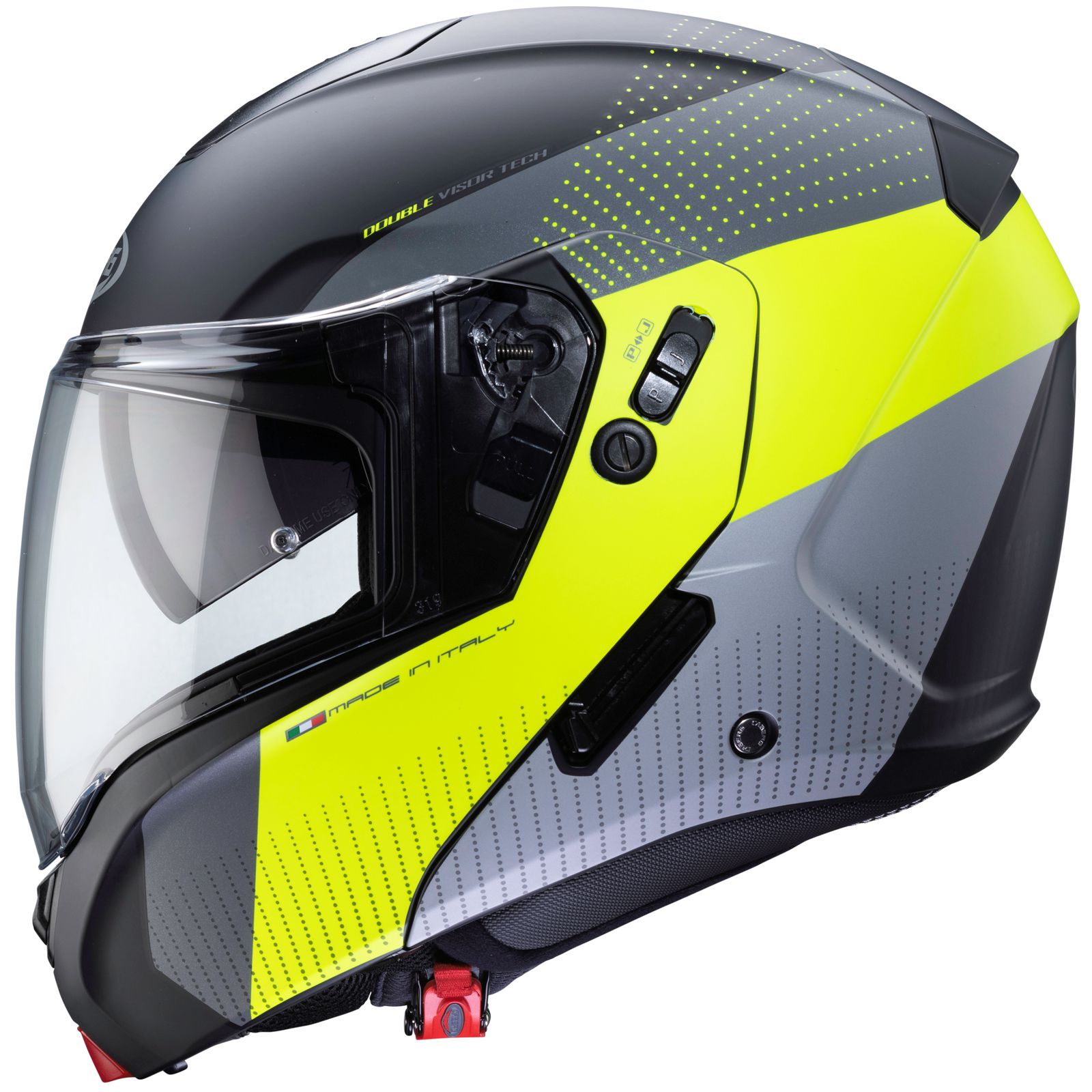 Caberg Horus Scout helm, mat zwart/fluo geel-grijs