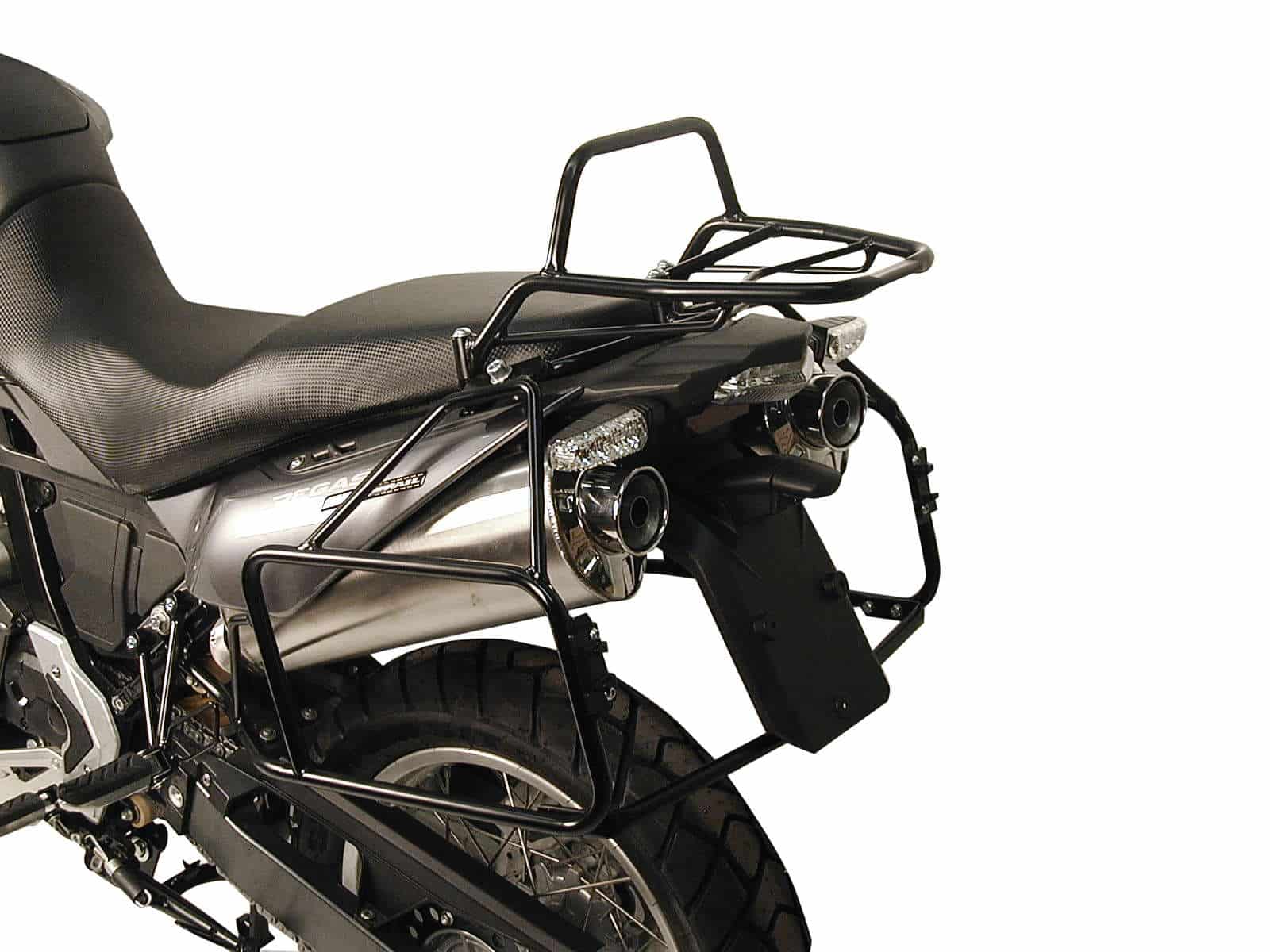 Buisvormig bagagerek Topkofferdrager zwart voor Aprilia Pegaso 650 Strada/Trail (05-09) Hepco & Becker