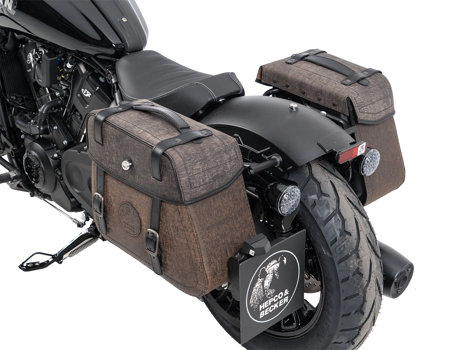 Kniptassenset bruin incl. houder voor Indian Scout Sixty Bobber (25-) Hepco & Becker