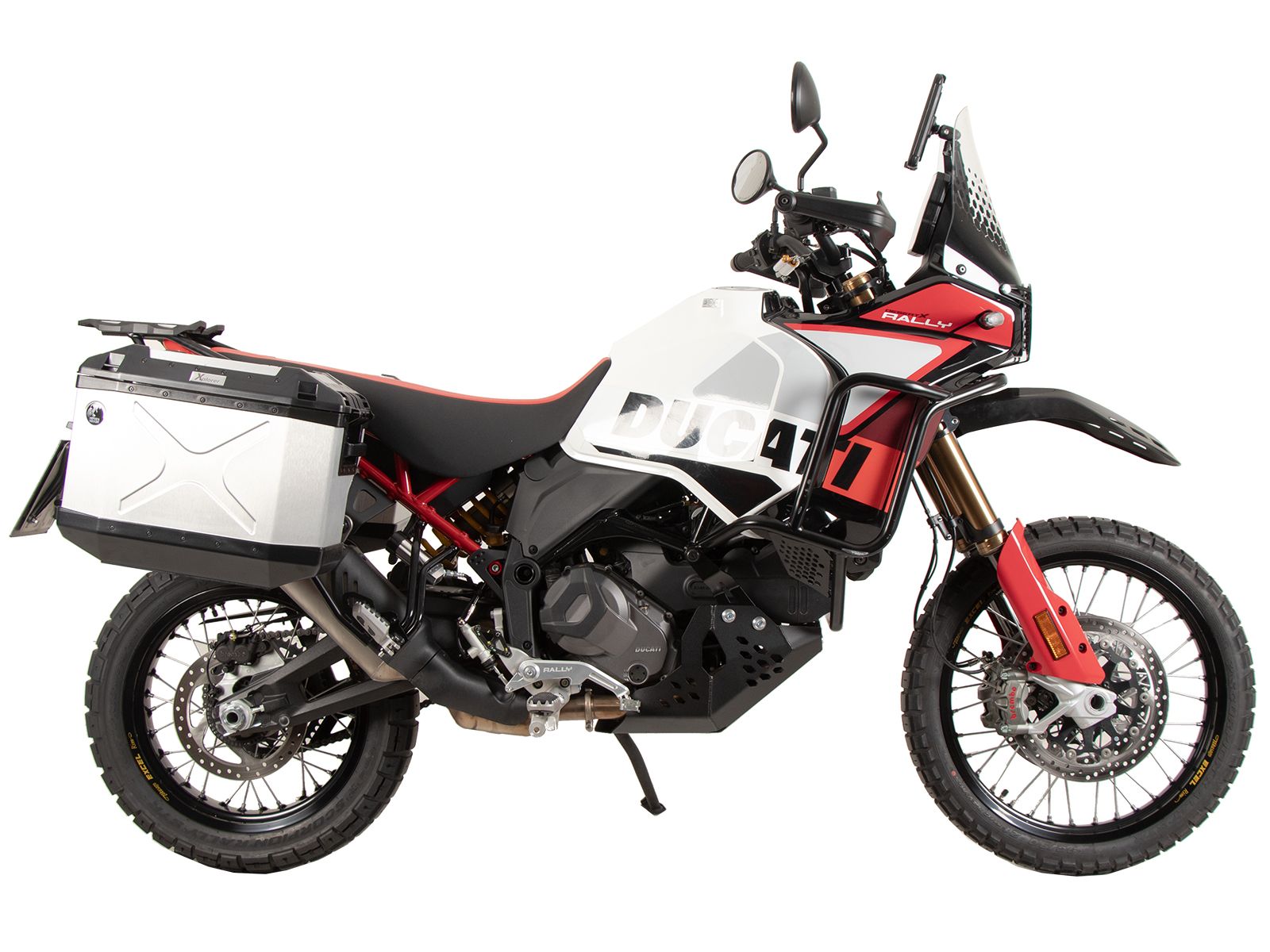 Kofferdrager set Cutout drager incl. kofferset Xplorer Cutout zilver voor Ducati Desert X Rally (24-)