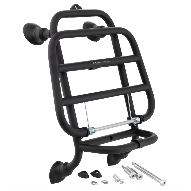 Bagagerek vooraan voor Vespa GTS /GTS Super HPE /GTV 125/300 ('19-), opvouwbaar, matzwart