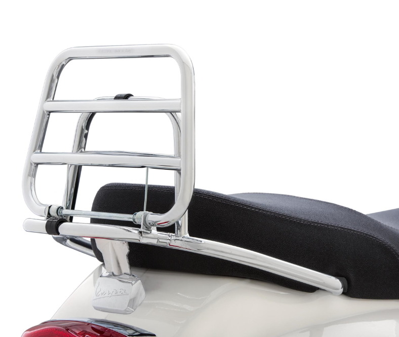 Bagagerek achteraan voor Vespa LX /LXV /S 50-150cc, opvouwbaar, chroom