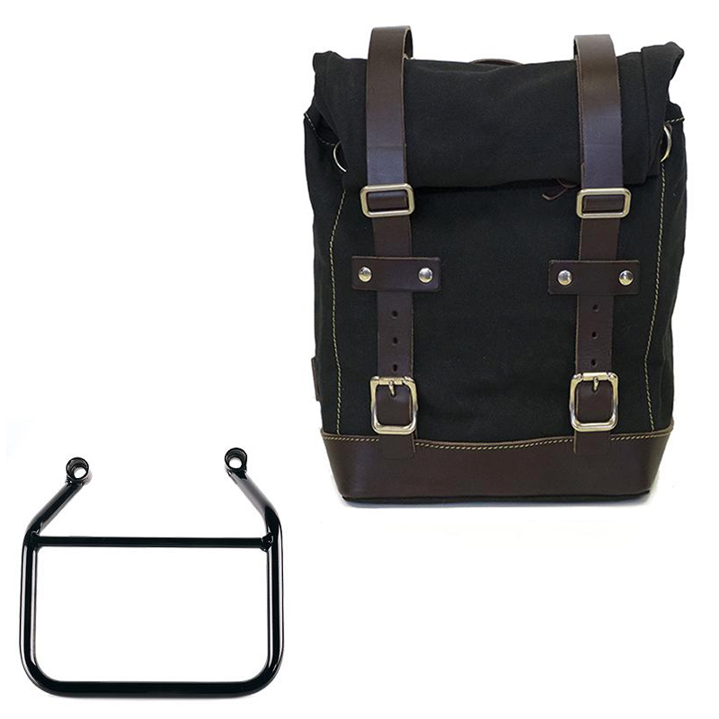 Canvas zijtas links 10L-14L + frame Triumph Scrambler 400 X - Zwart/Bruin
