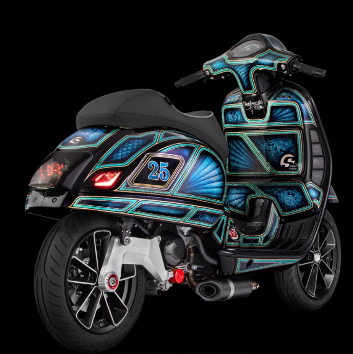 Zwenkarm voor race-uitlaat, achteraan voor Vespa GTS/GTS Super/GTV/GT 60/GT/GT L zonder ABS, zilver