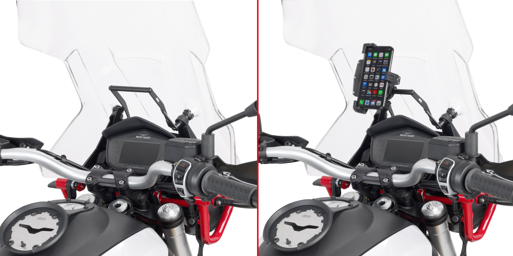 Beugel voor montage op de voorruit voor Navi / Telefoon voor Moto Guzzi V85 TT (Bj.19-) Givi
