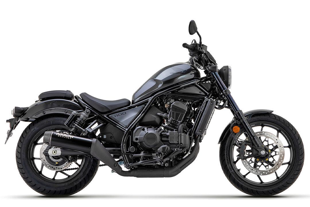 ARROW Uitlaat REBEL DARK Slip-On met eindkap van koolstofvezel voor Honda CMX 1100 Rebel (21-25)