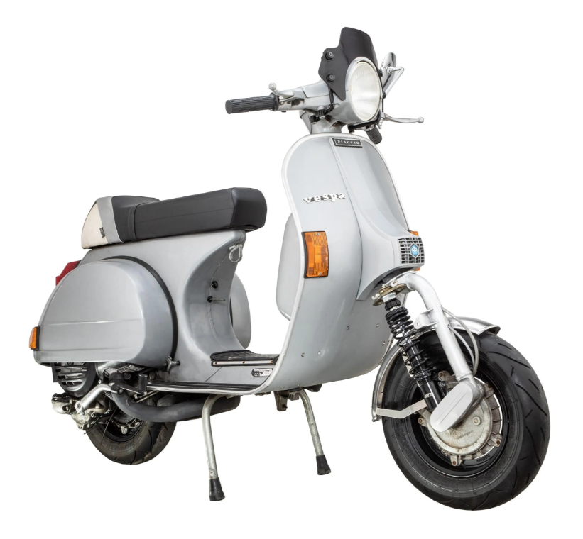 Spatbord 2.0 Garelli voor Vespa PX 80-200ccm, gepolijst roestvrij staal, houder roestvrij staal