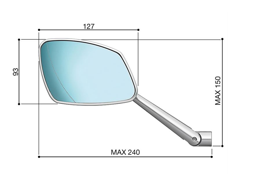 Spiegel RIZOMA 4D links voor Vespa, zwart geanodiseerd