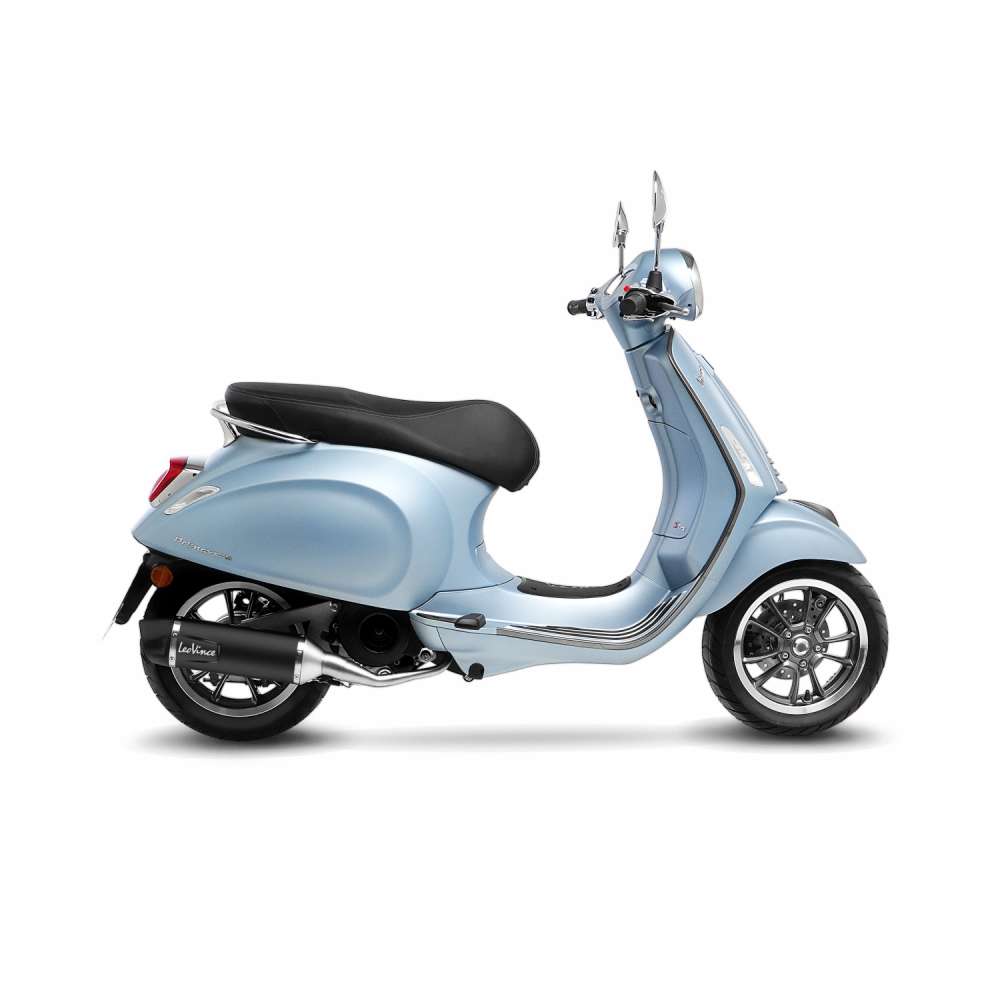 LeoVince uitlaatsysteem SBK Nero voor Vespa Primavera 125, roestvrij staal zwart, slip on, E-certificaat