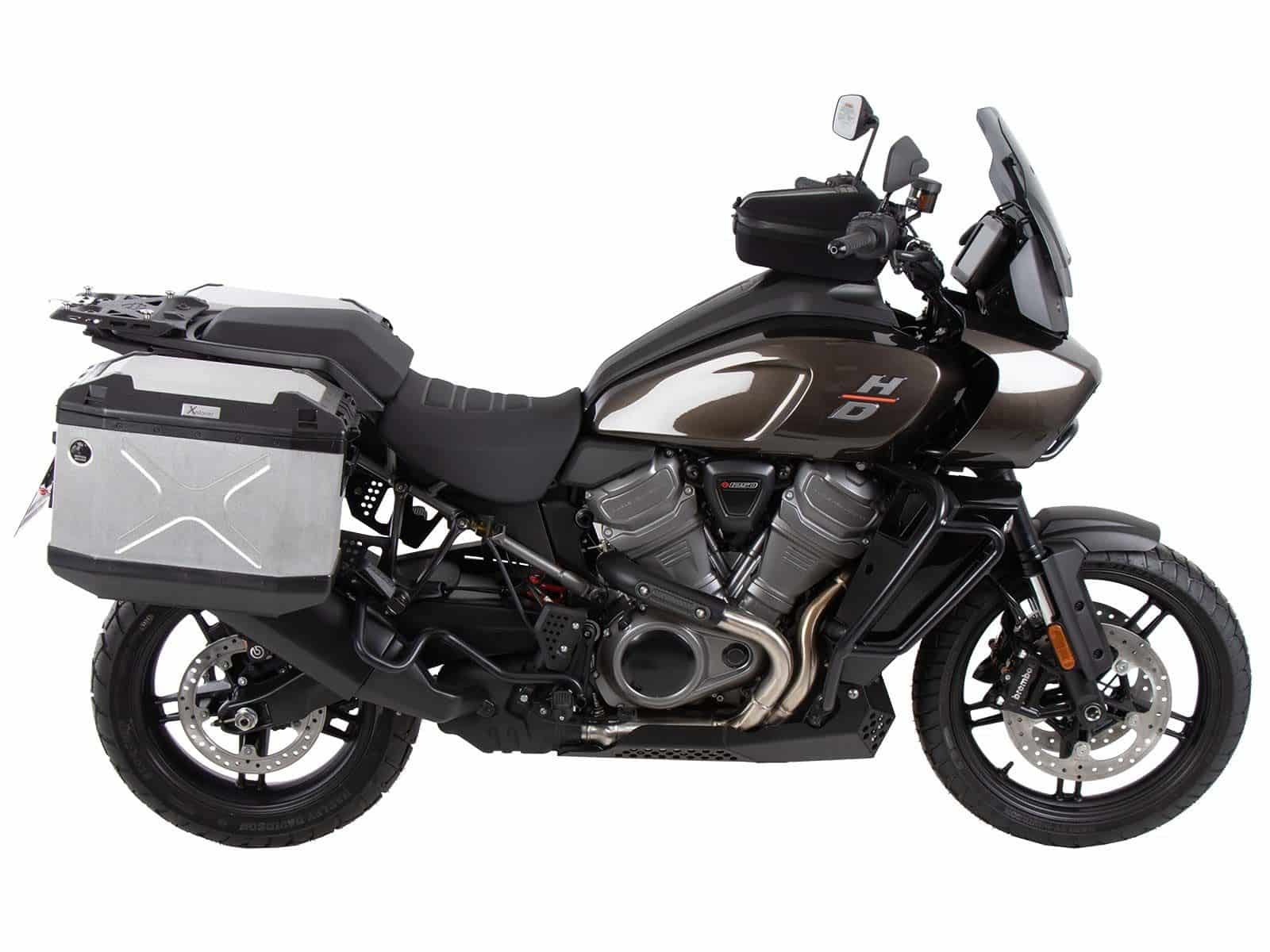 Kofferdragerset Cutout incl. kofferset Xplorer Cutout zilver voor Harley Davidson Pan America (21-)