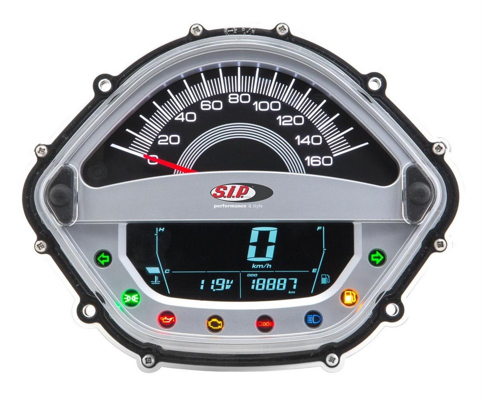 Toerenteller/snelheidsmeter voor Vespa GTS/GTS Super 125-300cc ('14-'16), zilver