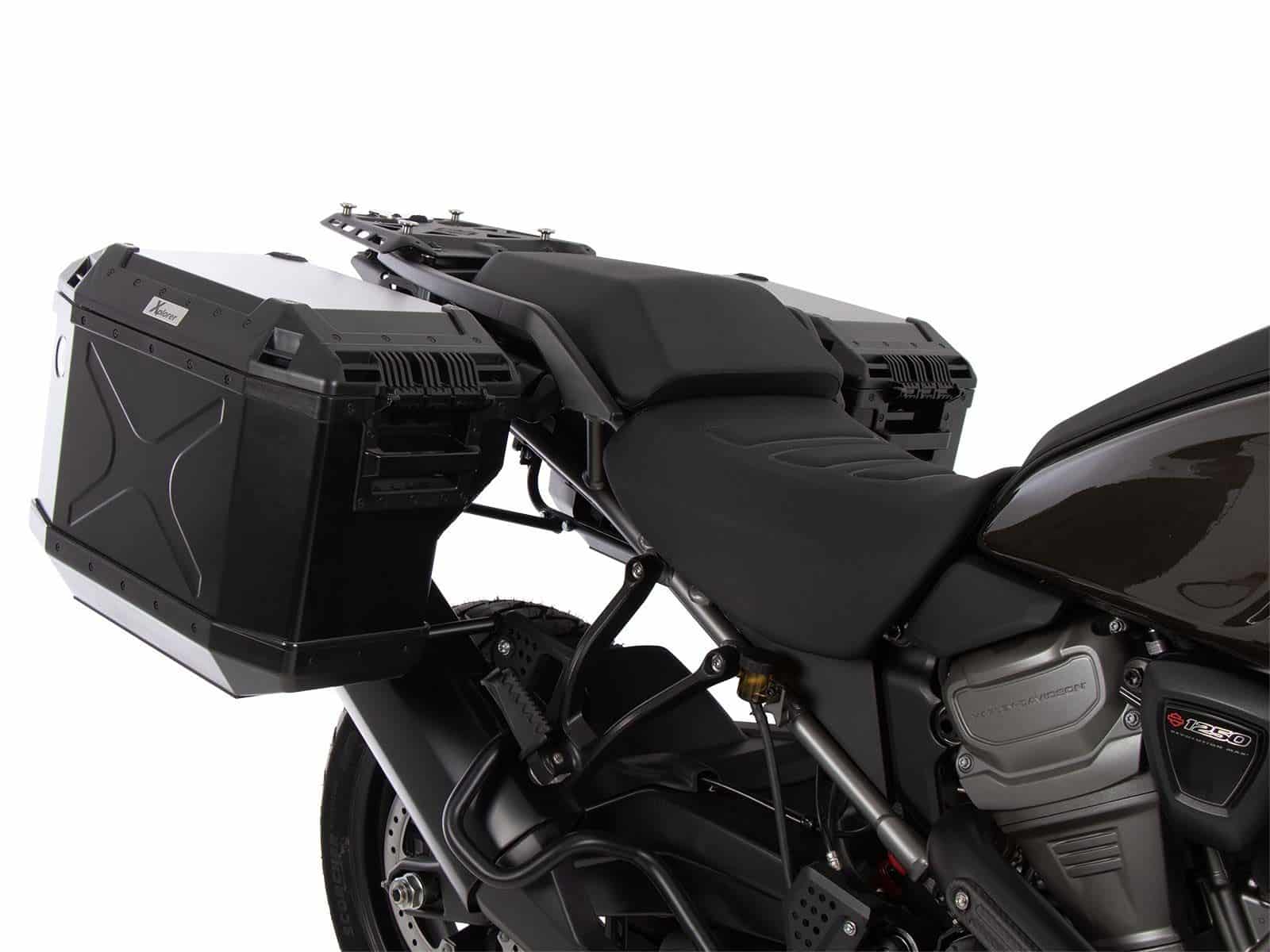 Kofferdragerset Cutout incl. kofferset Xplorer Cutout zwart voor Harley Davidson Pan America (21-)