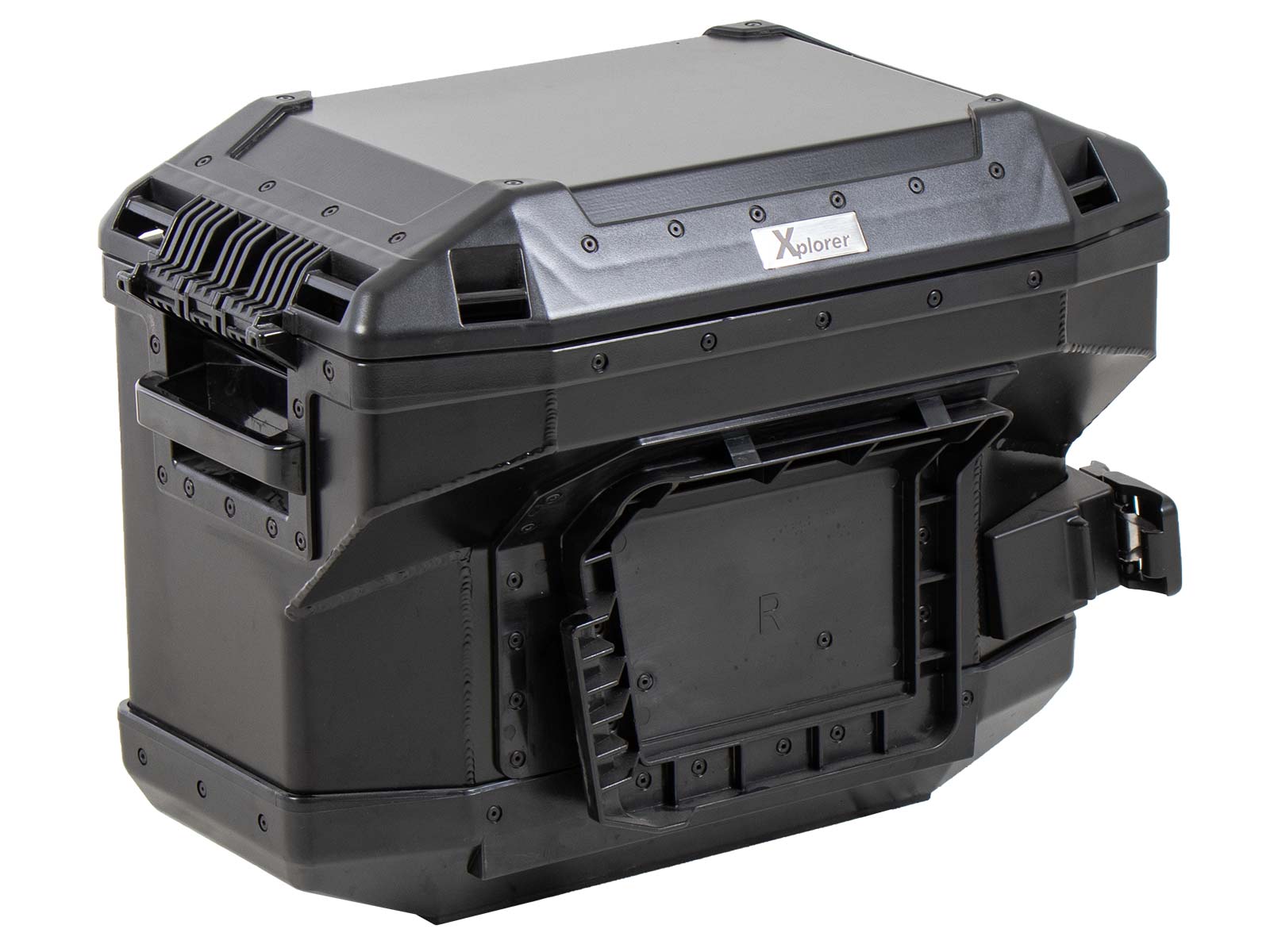 Zijkoffer aluminium Xplorer 37 Cutout (uitsparing voor uitlaat) rechts zwart Hepco & Becker