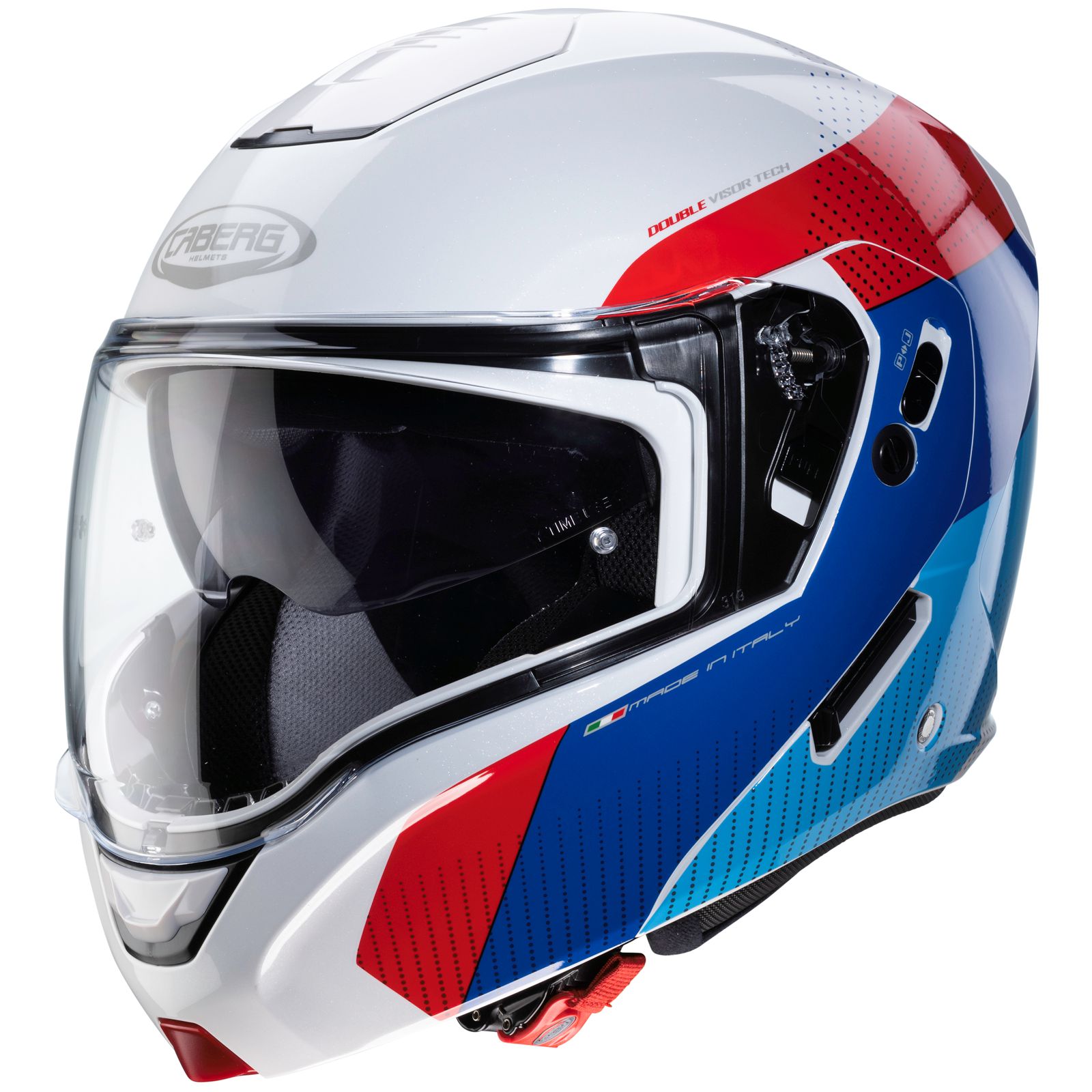 Caberg Horus Scout helm, wit metallic/rood-blauw