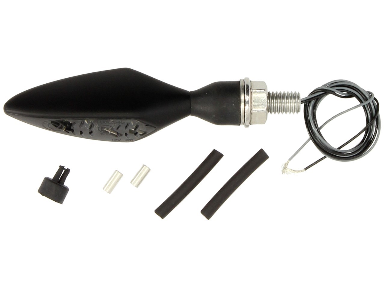 Kellermann-indicator, Rhombus Dark, staal, LED, VR/HL, 12 V, zwart gesatineerd, M8x20, E-keurmerk