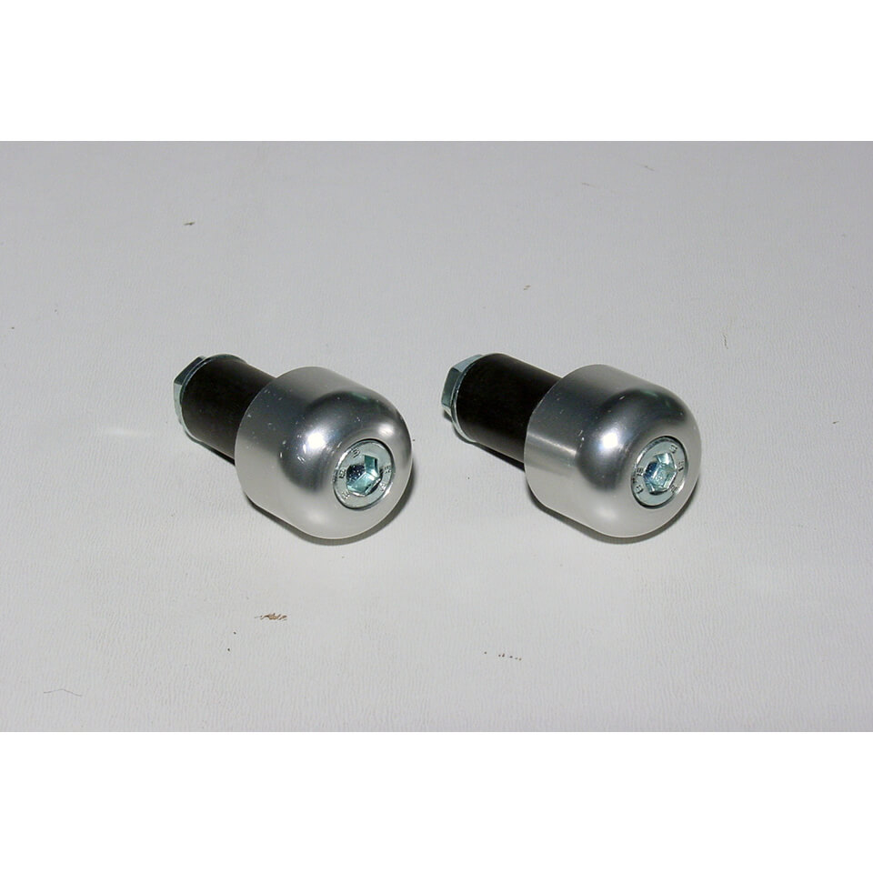 LSL Lenkerendstücke Aluminium, zylindrisch, klein, für 22,2 mm Lenker, mit Gummiklemmung, silber