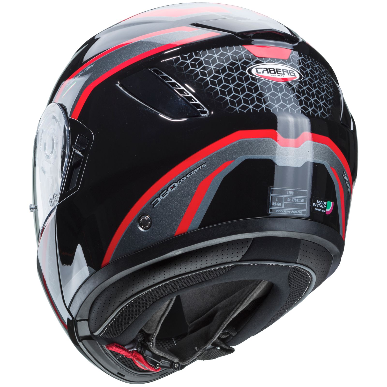 Caberg Helm Levo Sonar, zwart/rood-antraciet