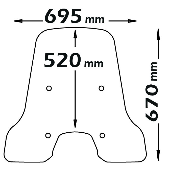 Doorzichtig windscherm - hoogte 520 mm voor Vespa Sprint - Isotta