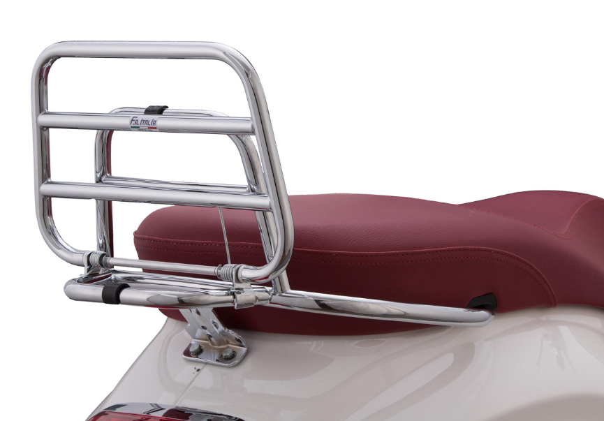 Bagagerek achteraan voor Vespa Primavera /Sprint /Elettrica 50-150ccm, opvouwbaar, chroom
