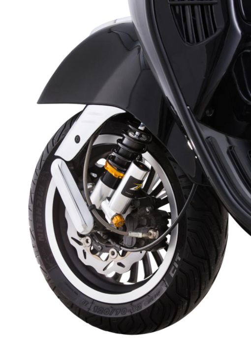 Schokbreker voorzijde voor Vespa GTS/GTS Super/GTV/GT 60/GT/GT L, zilver/oranje