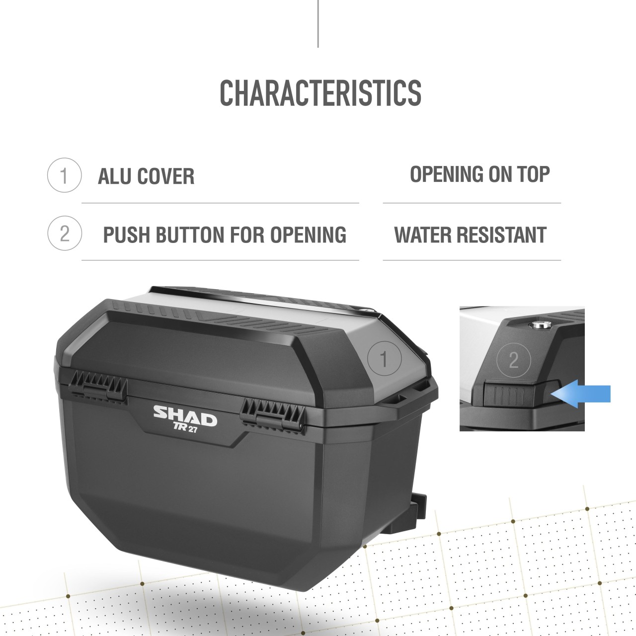 Shad zijkofferset TR27, zwart met aluminium afdekking, 27 l