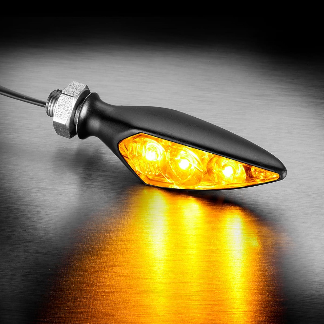 Kellermann-indicator, Rhombus S Dark, aluminium, LED, VL/HR, 12 V, zwart gesatineerd, M5x0,5x6,5