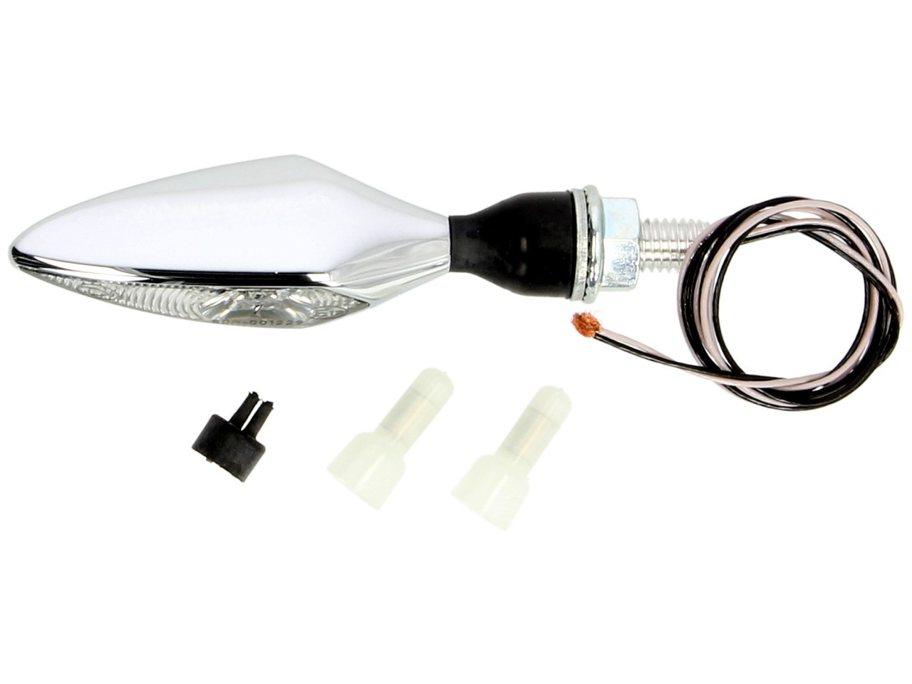 Kellermann indicator, ruit, staal, LED, VR/HL, 12 V, glanzend chroom, M8x20, E-goedgekeurd