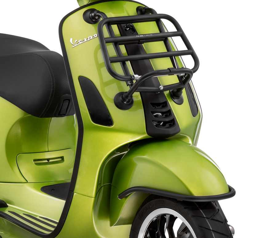 Bagagerek vooraan voor Vespa Primavera /Sprint /Elettrica 50-150ccm, opvouwbaar, matzwart
