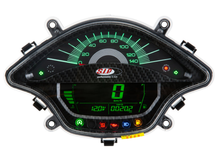 Toerenteller/snelheidsmeter voor Vespa Primavera/Sprint 50-150cc 2T/4T AC, carbon look