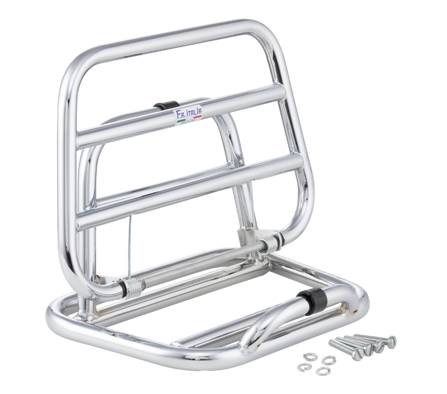 Bagagerek achteraan voor Vespa 946 3V i.e. 125cc, opvouwbaar, chroom