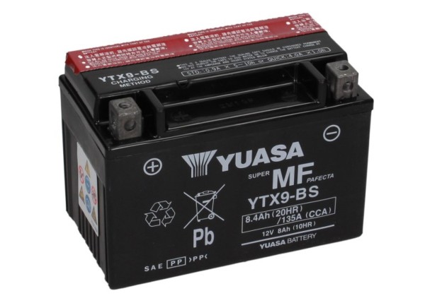 YUASA accu YTX 9-BS onderhoudsvrij (AGM) incl. zuurpakket