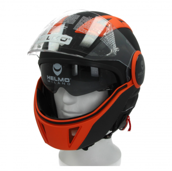 Helmo Milano Full Jet Helm, FuoriRotta Premium, zwart, oranje, mat