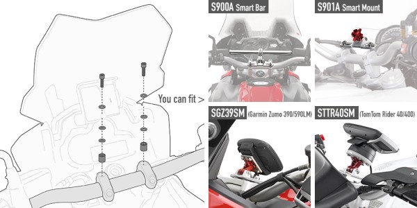 Adapterkit voor montage van de Smart Bar voor Yamaha MT-07 Tracer (Bj.16-18) Origineel Givi